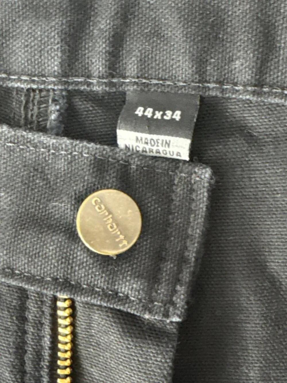VTG Carhartt B11 Loose Fit Black Washed Duck Canvas Carpenter Work Pants 44x34